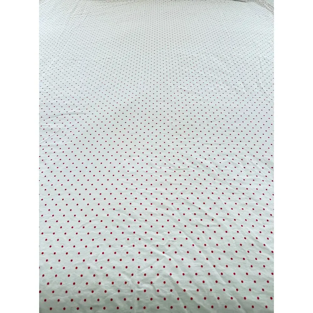 Royale Twin Flat Sheet Red Polka Dot 100% Cotton White Bedding Cottagecore Sheet